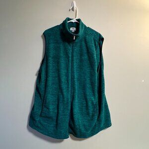 Old Navy Fleece Vest Jacket Size 3X Green Open Front Zipper Sleeveless Pockets